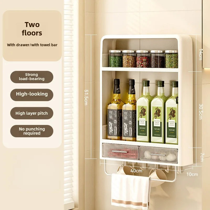 Kitchen Bathroom Wall Shelf Multi-layer Cupboard Seasoning Home Storage Rack Organizer Accessories Freestanding Space Saver