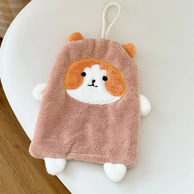 Cartoon Kitty Hand Towel Bathroom Soft Water-absorbing Towel Coral Fleece Handkerchief Hanging Kitchen Washing Hand Cloth Rag