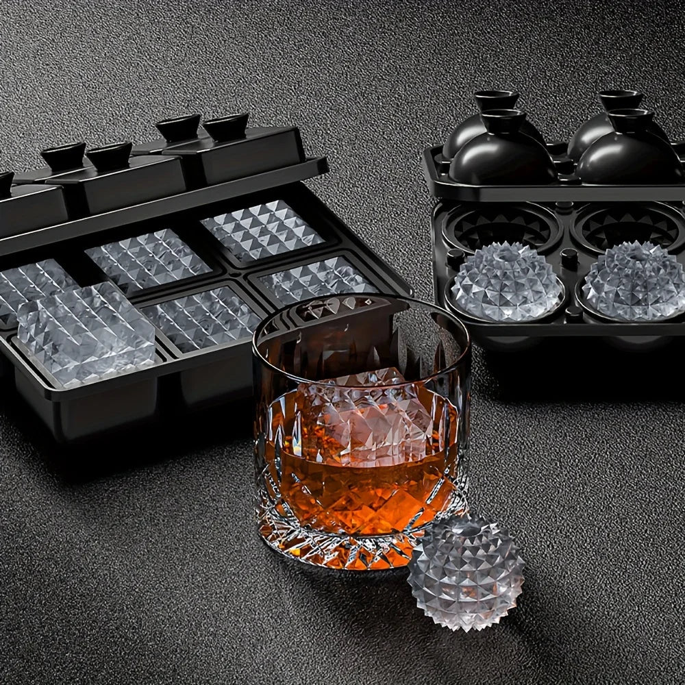 Easy-Release Silicone Ice Cube Tray with Funnel - Stackable Leakproof Design for Whiskey & Drinks - Perfect for Parties & Home