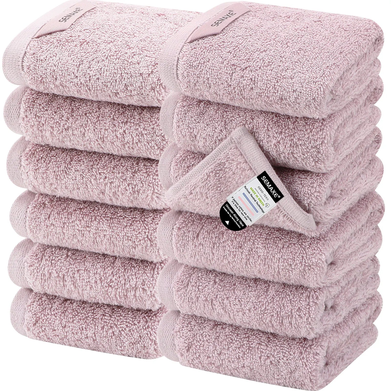 12 Pack Cotton Washcloths Solid Bulk Set SEMAXE 100% Cotton Ultra Soft Face Towels Absorbency for Bathroom Spa Cleaning Supplies