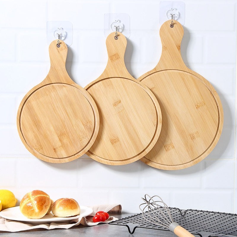 Kitchen Cutting Board, Solid Wood, with Handle, Can Hang, Food Board, for Pizza, Bread, Fruit, New Round Wooden