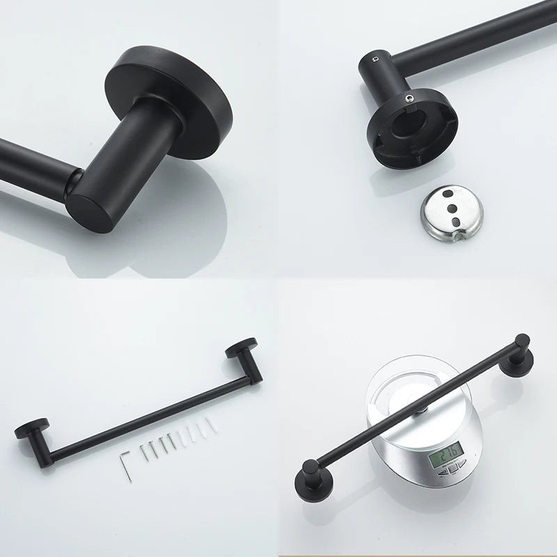 Bathroom Retractable Towel Single Bar Black, Chrome Single Towel Rack Extended Drying Towel Hanging Bar Bathroom EL81024