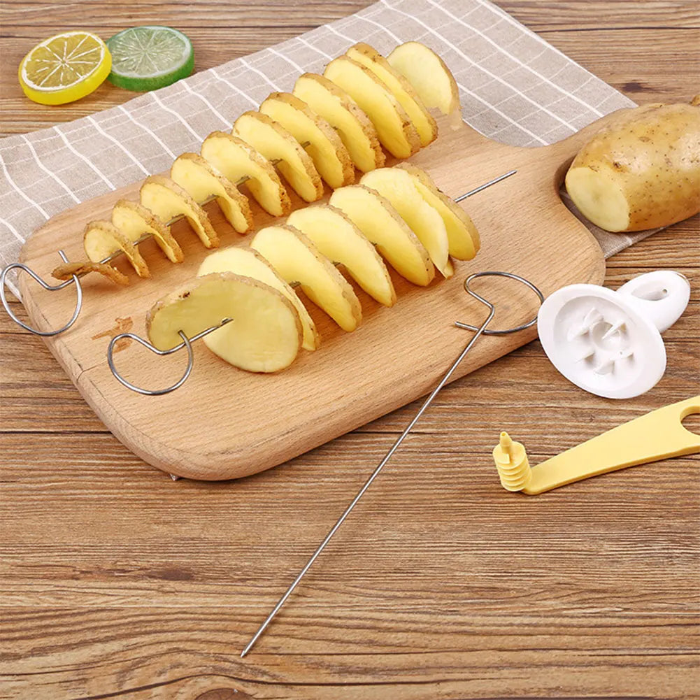 1Set Stainless Steel Plastic Rotate Potato Slicer
