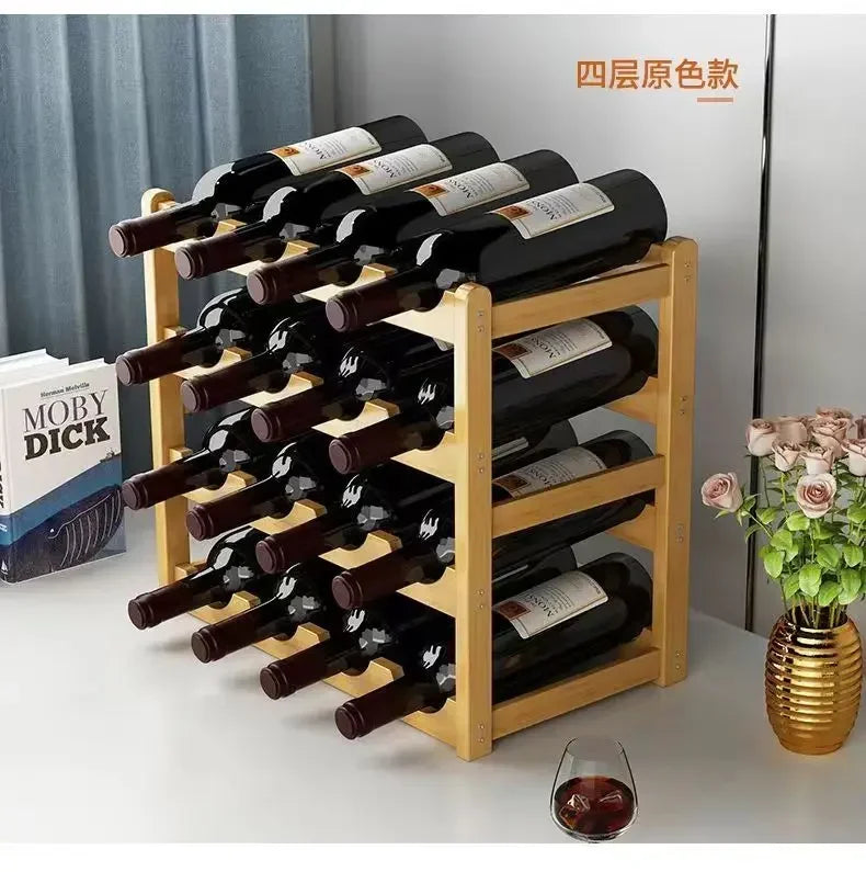 Red WineRack Decoration Household Grid Wine Display Rack Table Creative WineBottle rack Simple wine Cabinet Assemble StorageRack