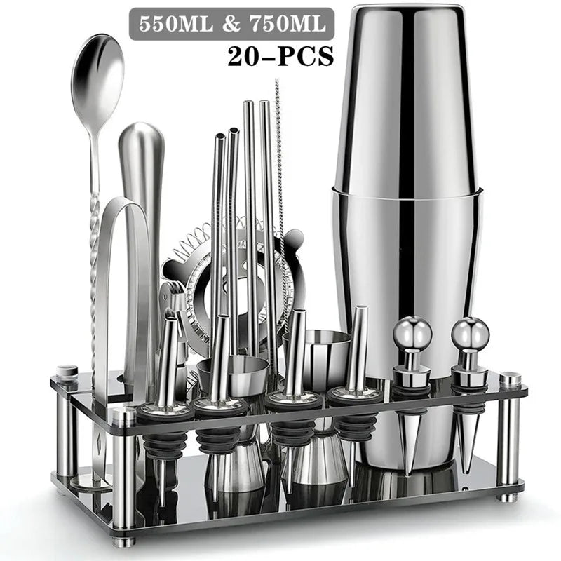 2-25 Pcs/Set Cocktail Shaker Set Mixer Bartender Kit, for Home Bar Party Jigger Tools Drink Martini Boston Cocktail Mixer Shaker