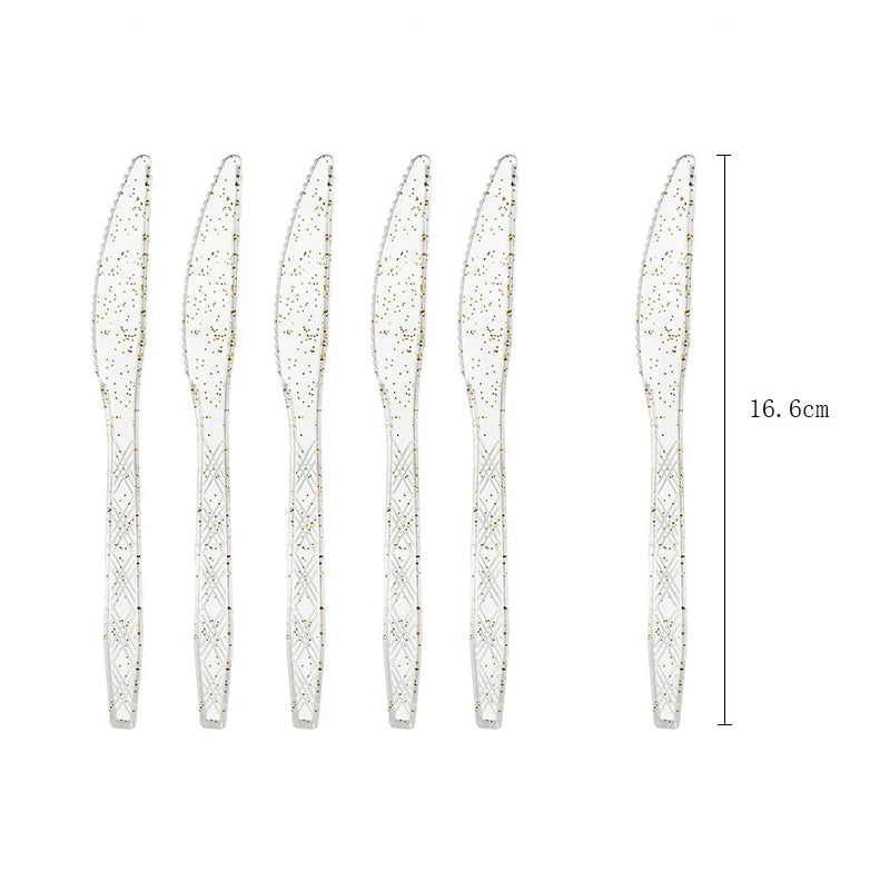 Transparent gold powder colored tableware Theme Birthday Decorations Party Disposable Tableware Paper Napkins Cups Plates