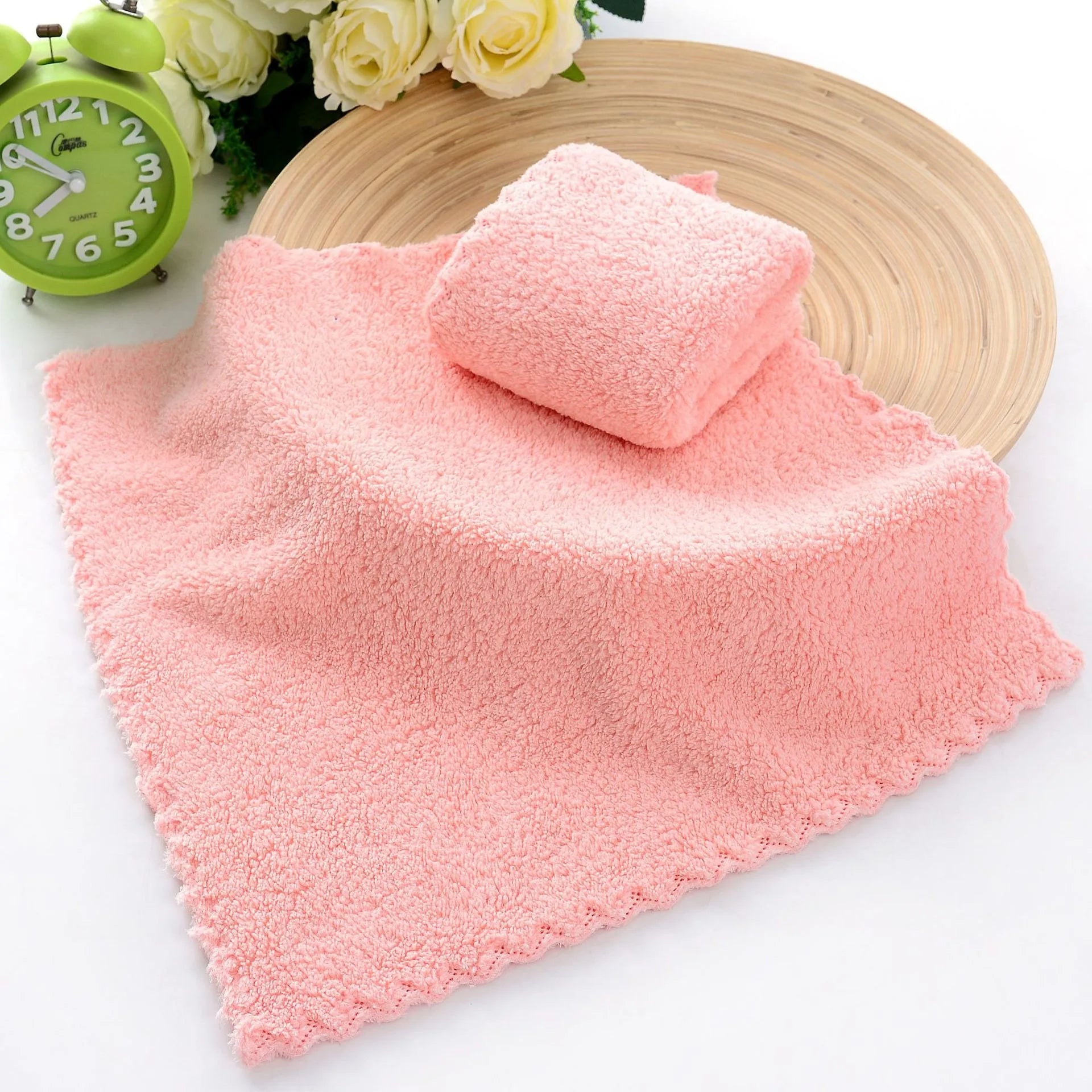 25*25cm Coral Velvet Quick Drying Microfiber Towels Cleaning Wipes Face Towels Square Washcloth Hand Towel Soft Water Absorption