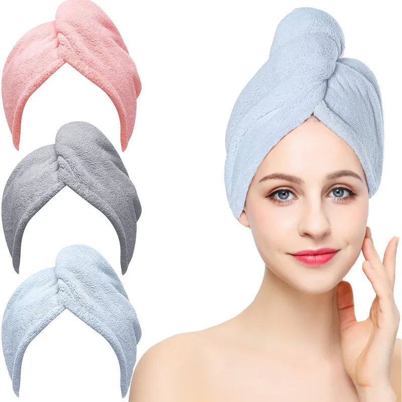 Drying Hair Towel Dry Hair Cap Microfiber Hair Drying Wrap Strong Water Absorbent Triangle Shower Hat Wiping Hair Towel Tool