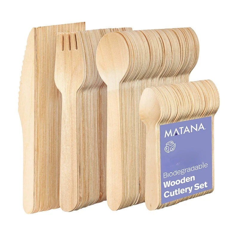 50/100pcs Wooden Fruit Cake Forks Western-style Meat Steak Pasta Disposable Tableware Wedding Birthday Party Cake Accessories