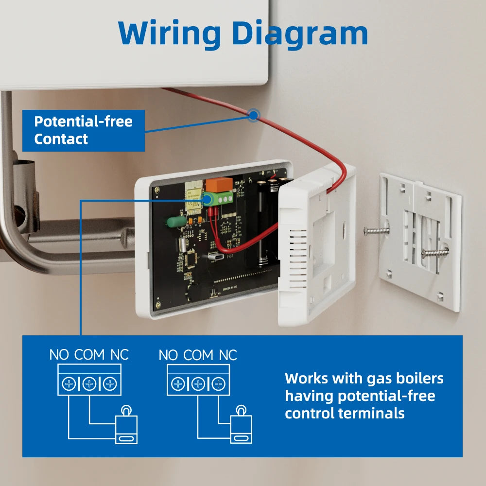 Beok Tuya Heating/Cooling Thermostat for Gas Boiler Smart Home Battery-powered Thermoregulator Daily programming Work with Alexa