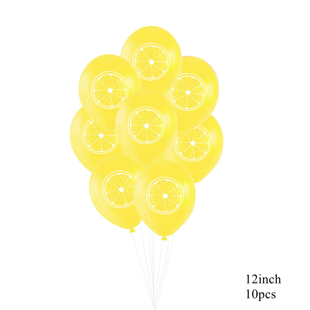 Lemon Disposable Tableware Paper Cups Plates Cake Toppers for Summer Lemon Happy Birthday Pool Party Decoration DIY Cake Supply