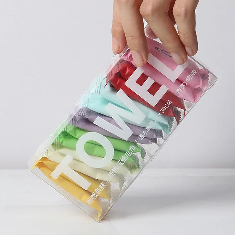Disposable Washcloth Set 7 14pcs Portable Travel Towel Compressed Face Cleansing Beauty Square Thickened Cotton Wipes Camping