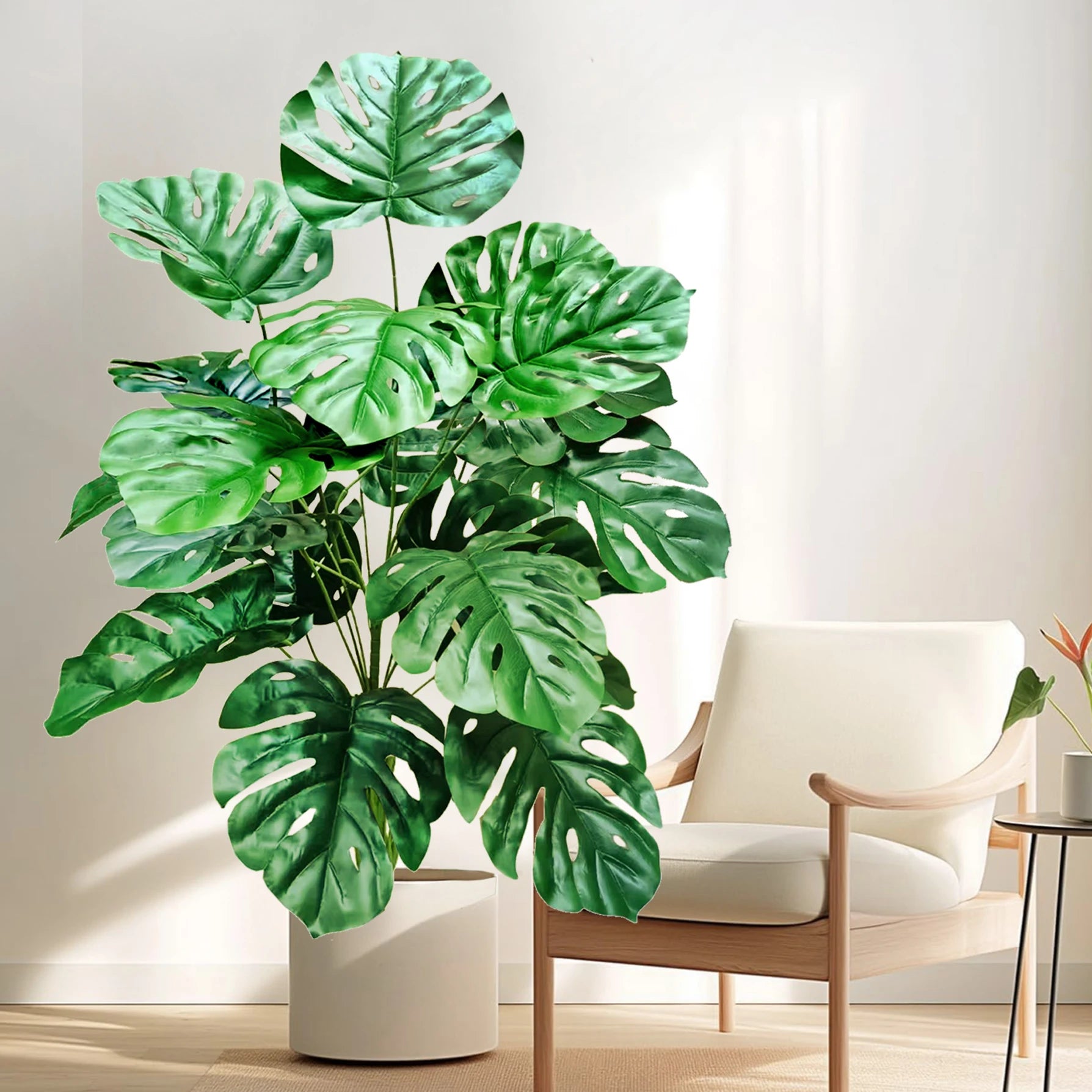 40-103cm /40.5in Artificial Monstera Plants Fake Palm Tree Plastic Turtle Leaves Green Tall Plants For Home Garden Room Decor