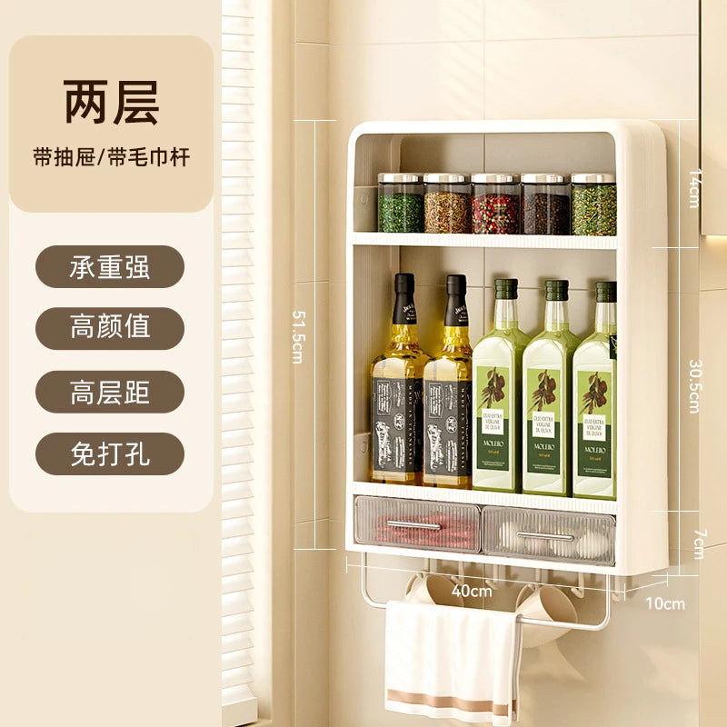 Kitchen Bathroom Wall Shelf Multi-layer Cupboard Seasoning Home Storage Rack Organizer Accessories Freestanding Space Saver