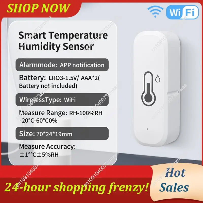 Daily Sale Wifi Enabled Temperature Humidity Sensor, Indoor Thermometer And Hygrometer Monitor Work For Smart Life Home