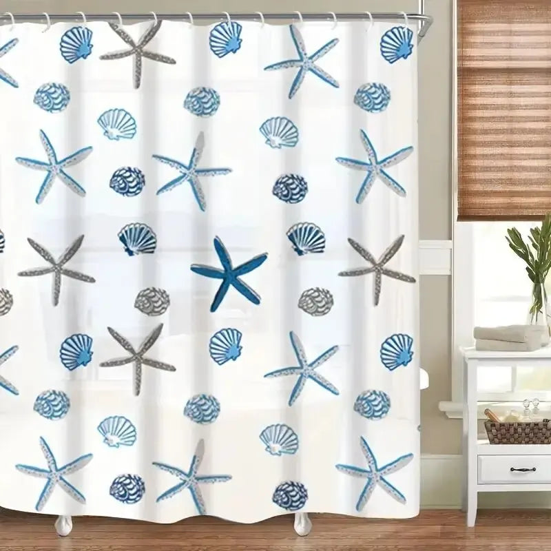 1pc With Pattern Shower Curtain PEVA Waterproof Shower Curtain Bathroom Partition Curtain Bathroom Decoration Accessories