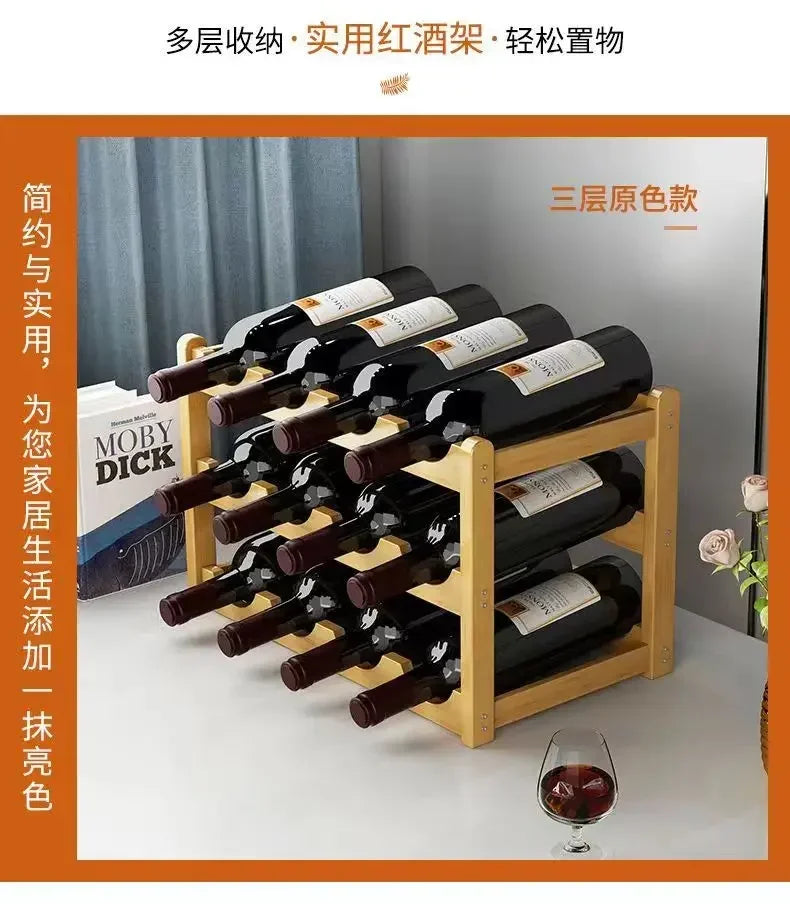 Red WineRack Decoration Household Grid Wine Display Rack Table Creative WineBottle rack Simple wine Cabinet Assemble StorageRack