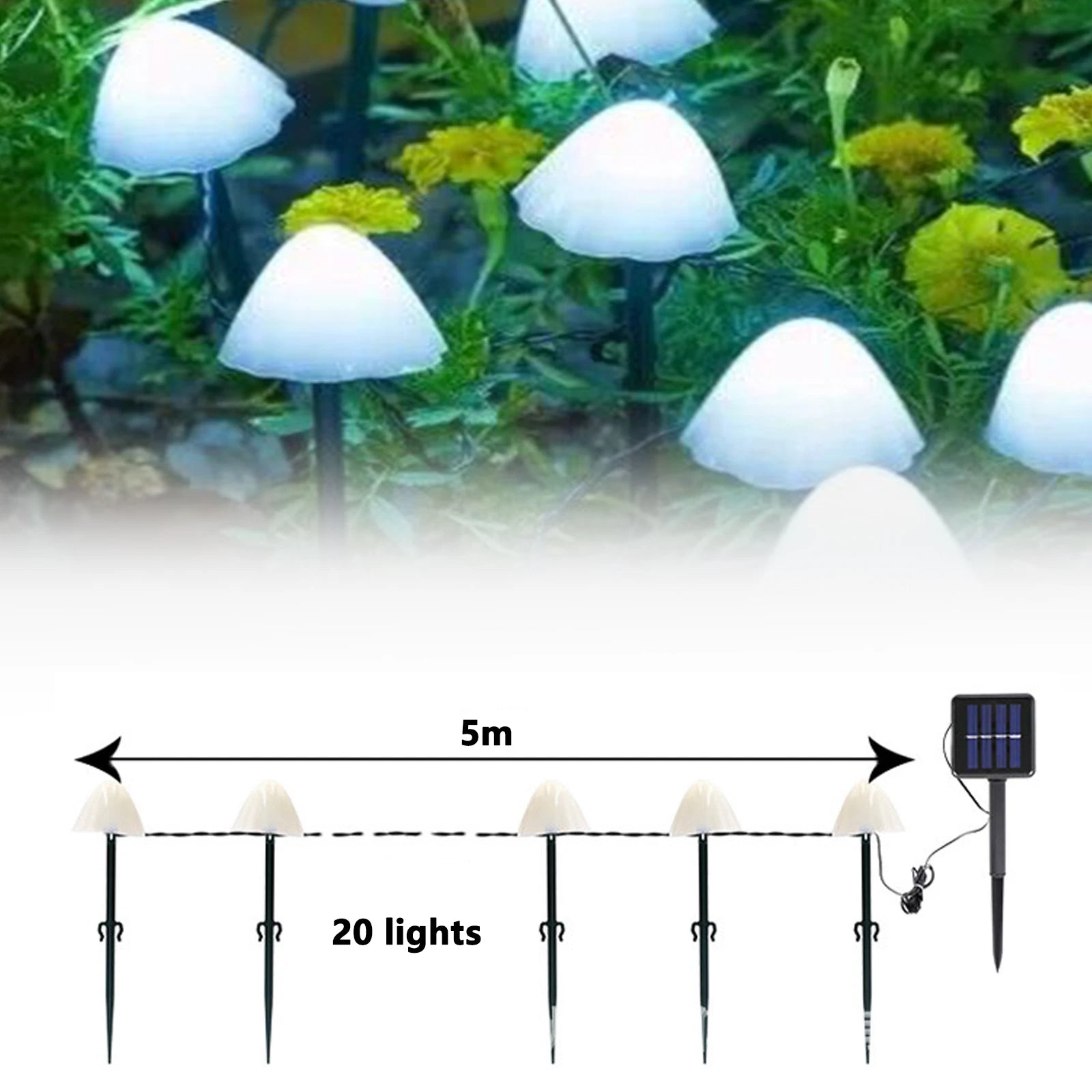 Led Solar Mushroom Lights Street Lights Outdoor Waterproof Lawn Decorative Lights Patio Garden Path Christmas Holiday Decoration