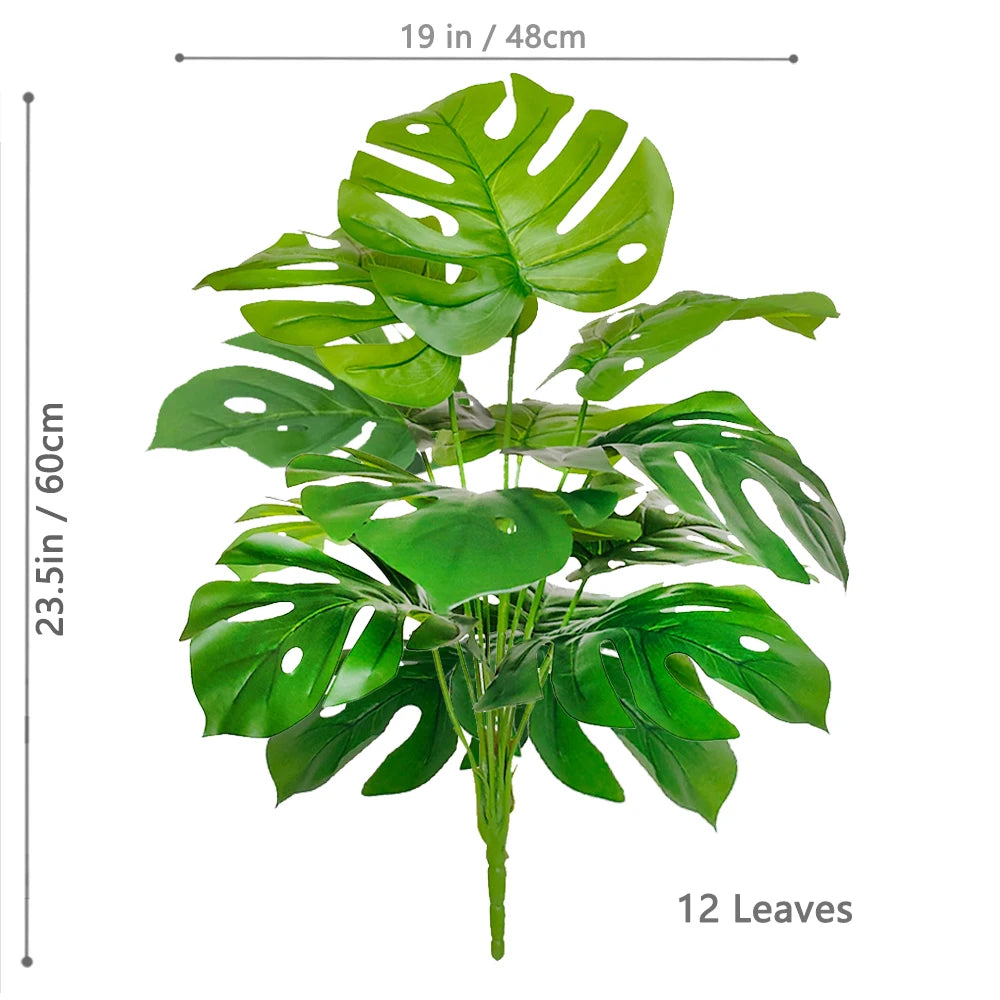 40-103cm /40.5in Artificial Monstera Plants Fake Palm Tree Plastic Turtle Leaves Green Tall Plants For Home Garden Room Decor