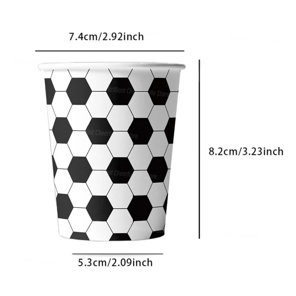 Soccer ball Theme Disposable Tableware Set - Football Party 9oz Paper Cup For Sports Birthday Party Favors Decoration Supplies