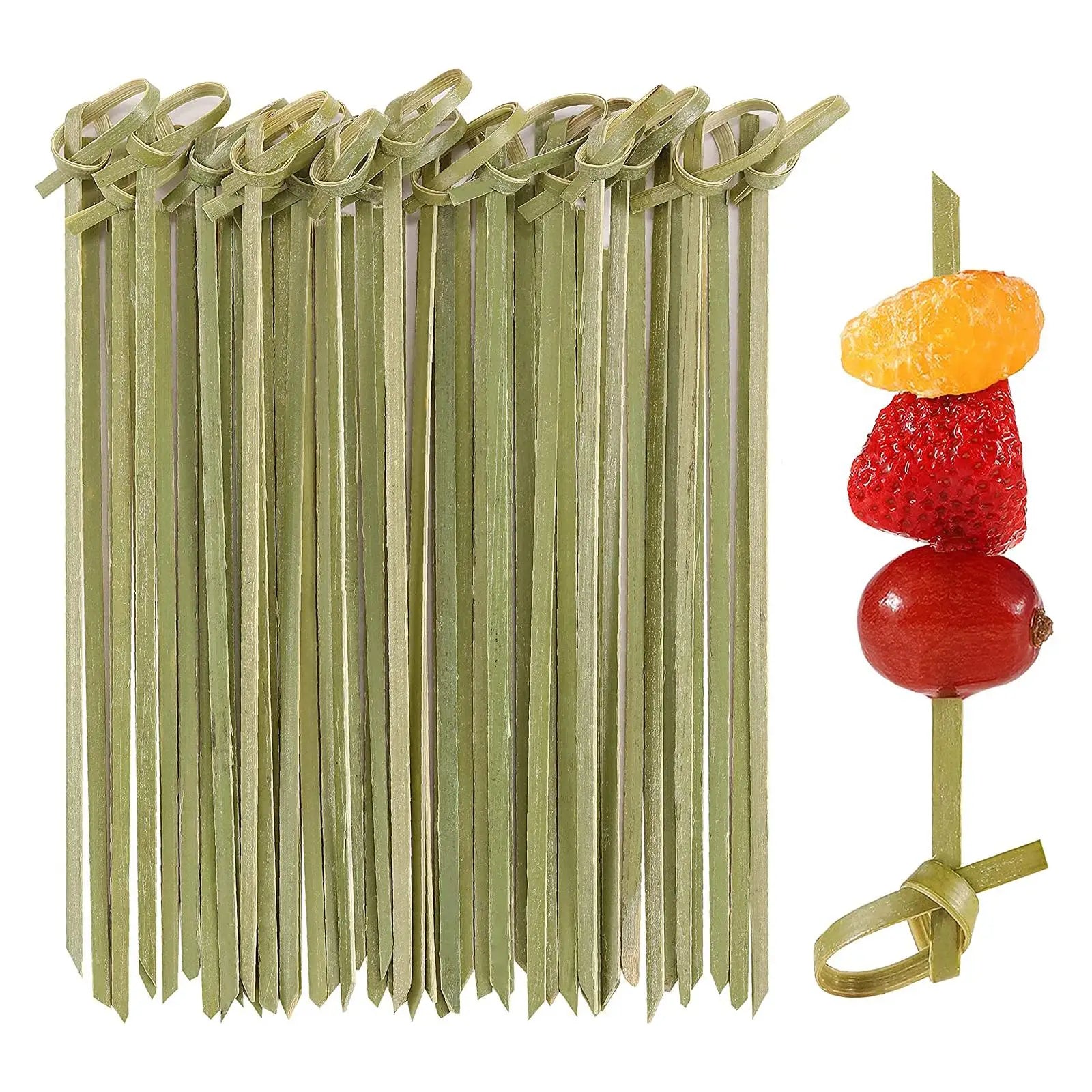 100pcs Cocktail Picks Disposable Bamboo Knot Stick Skewers Cocktail Picks Fruit Forks Barbeque Party Decoration Bar Tool