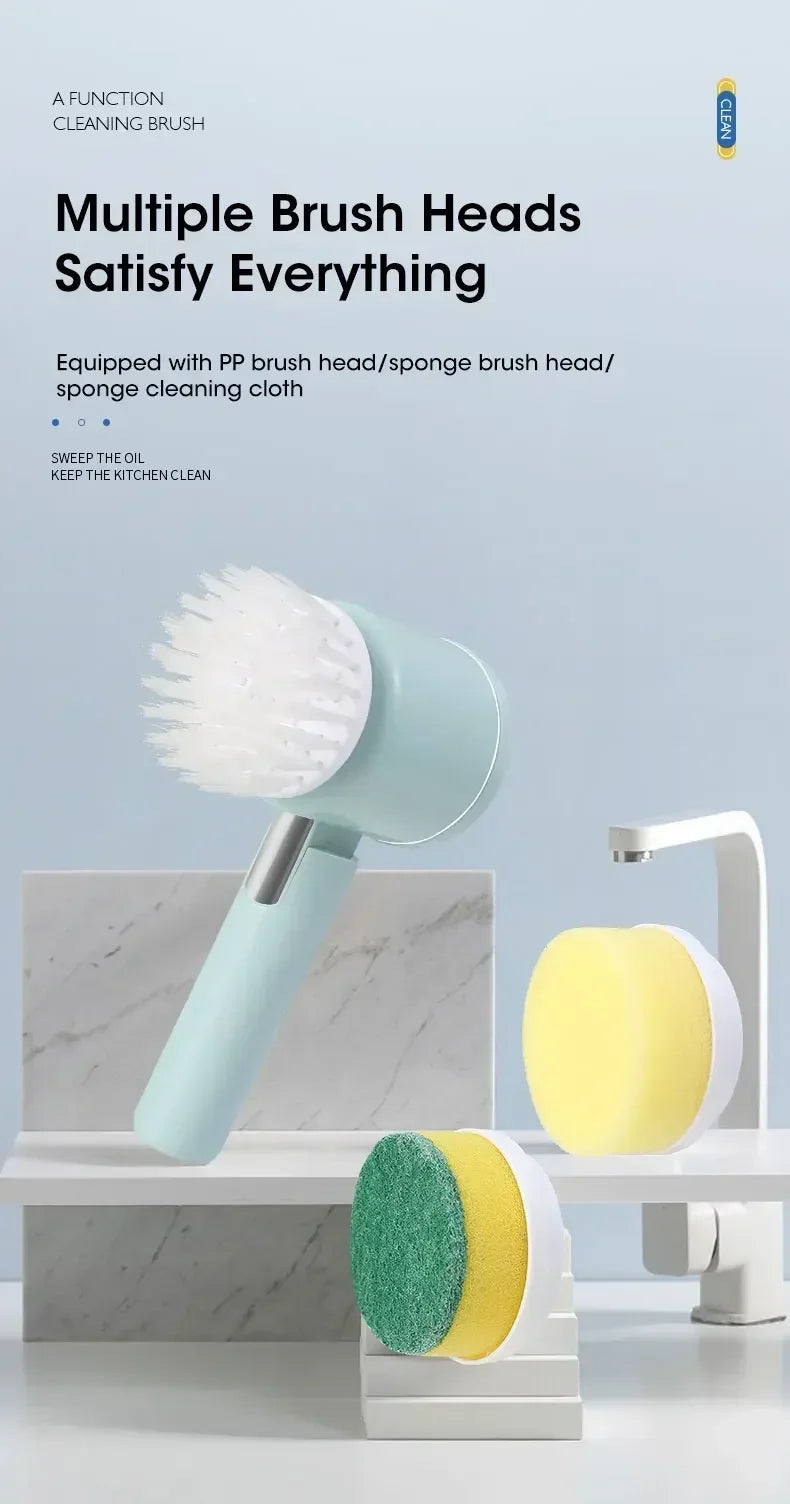 New Cordless Spin Scrubber Electric Rechargeable 5 in 1 Brush Heads for Bathroom Kitchen Tile Grout Shower Car Deep Clean
