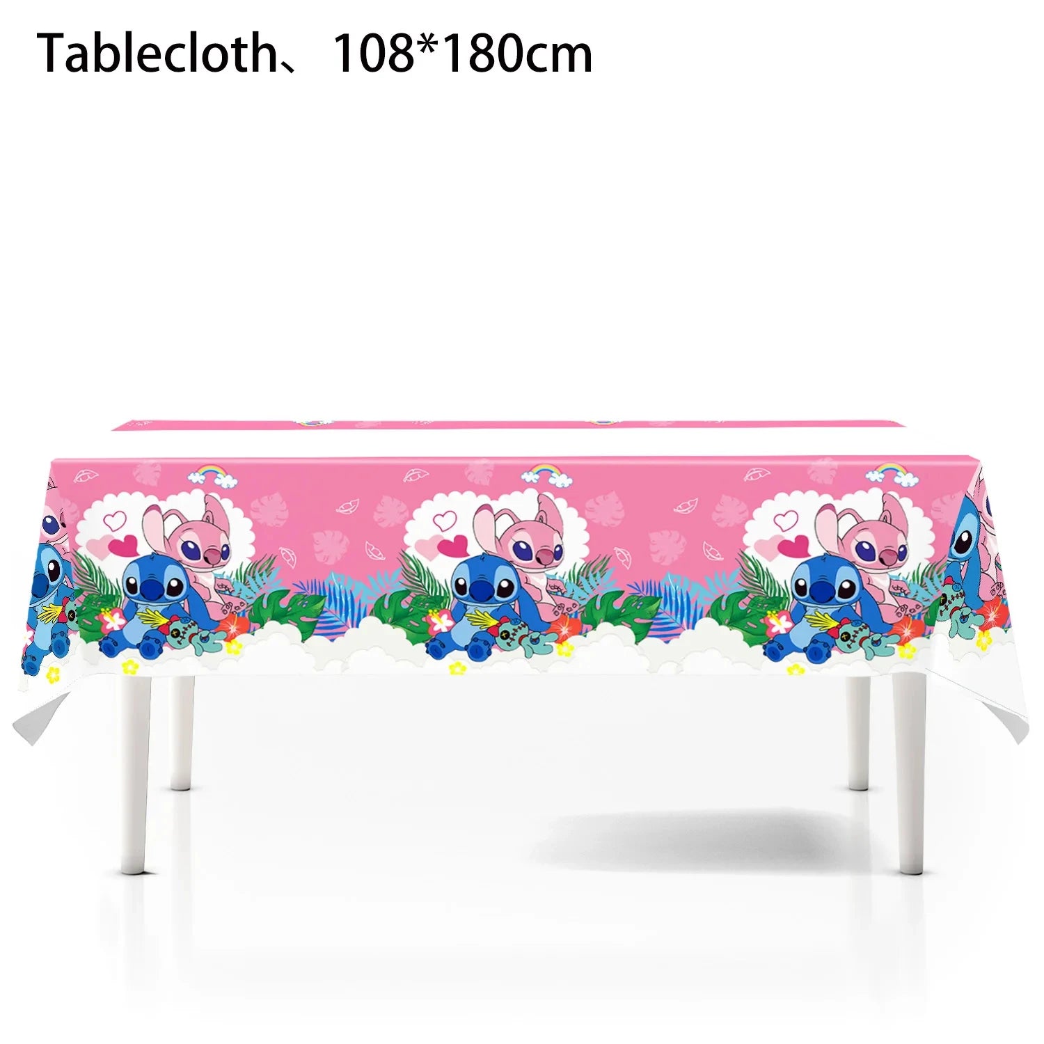 Lilo&Stitch Party Tablecloth Kids Treat Party Supplies Pink  Stitch Angel Tablecloth for Kids Baby Shower Disposable Tablecover