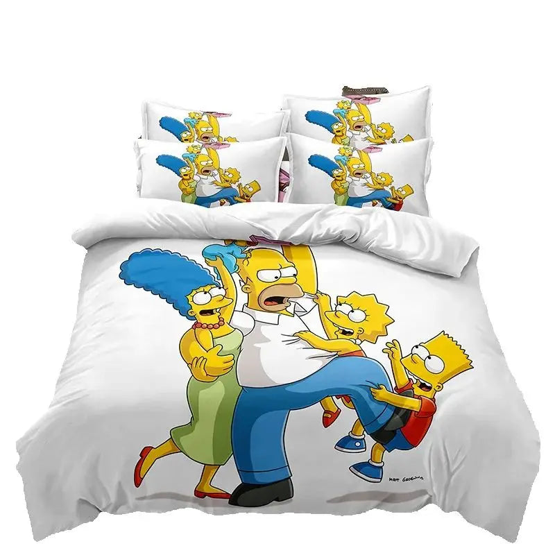 Cartoon SS-Simpson Printing Bedding Set, Comforter Bed Duvet Cover and pillow case 50 x 75cm for Kids Girl Boys Bedding set Gift