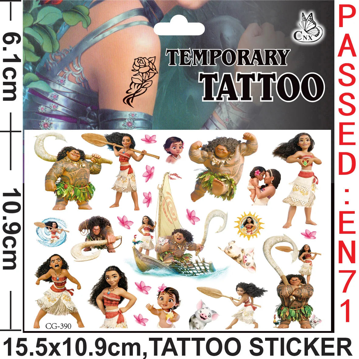 Disney Moana 2 Tattoo Stickers Party Favors Children's Toys Cartoon Sticker Kids Birthday Party Decoration Boys Girls Cute Gifts