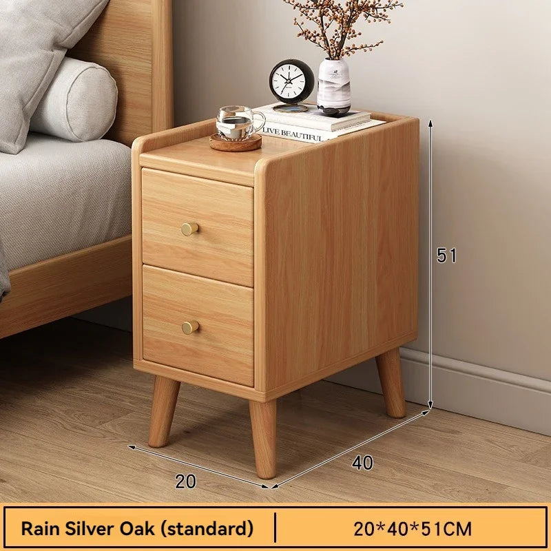 Bedside cabinet, household small bedroom storage, narrow cabinet, mini storage shelf, solid wood color, multi-purpose storage