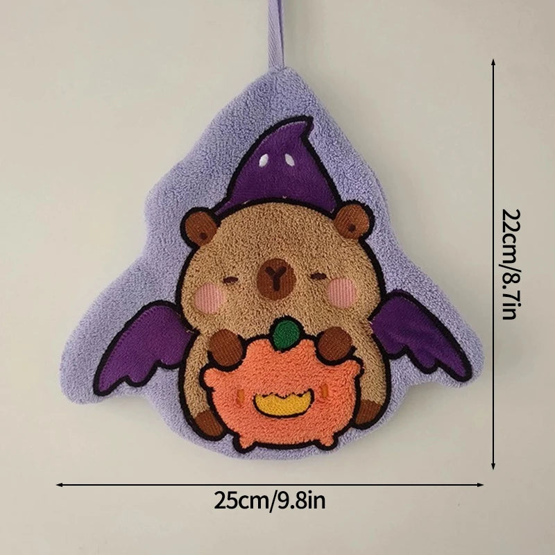 Halloween Hand Towel Soft Absorbent Handkerchief Cute Cartoon Ghost Capibara Pumpkin Hand Towel Bathroom Hanging Hand towels