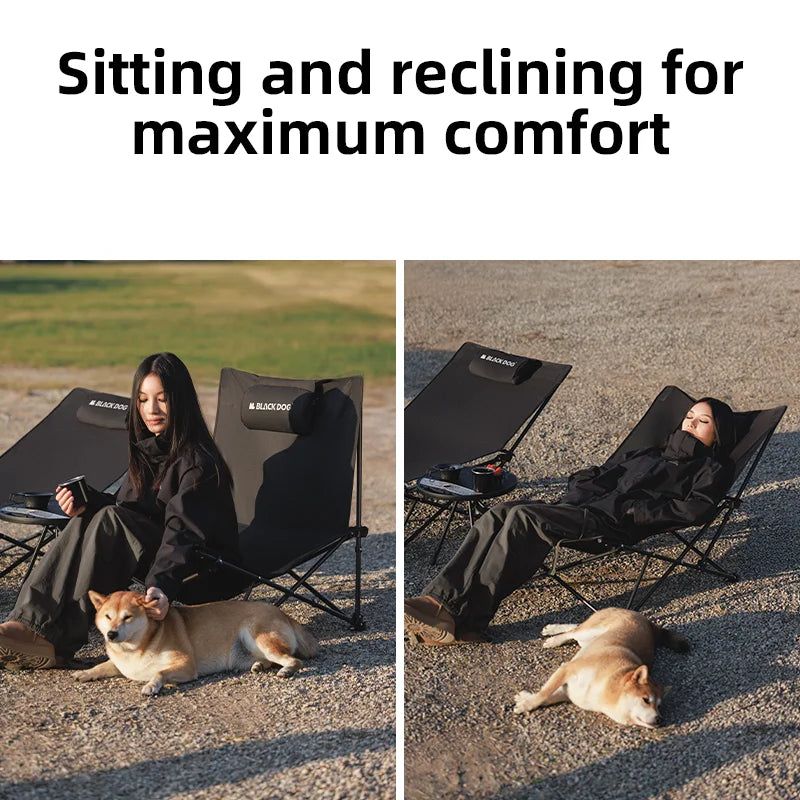 Blackdog Outdoor Folding Recliner Fishing Chair With Cotton Pillow Nap Chair Home Leisure Lazy Chair Portable Storage Camping