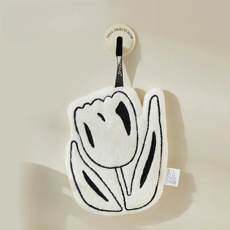 Hanging Hand Towel Home Coral Fleece Hands Towel Kitchen Hanging Washcloth Double-layer Thickened Speed Absorbent Handkerchief