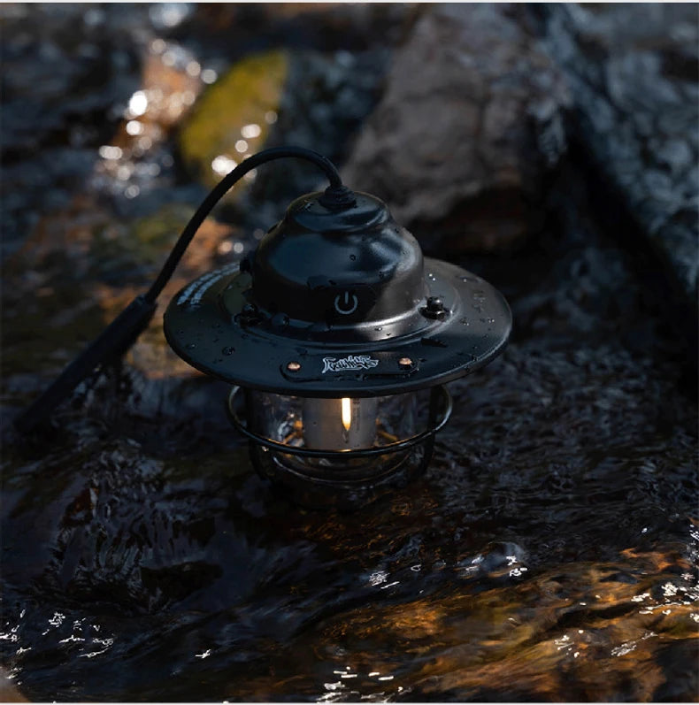Portable Camping Lanterns Retro Hanging Tent Lamp Waterproof Dimmable Camping Light 1200mAh for Hiking Fishing Emergency Lantern