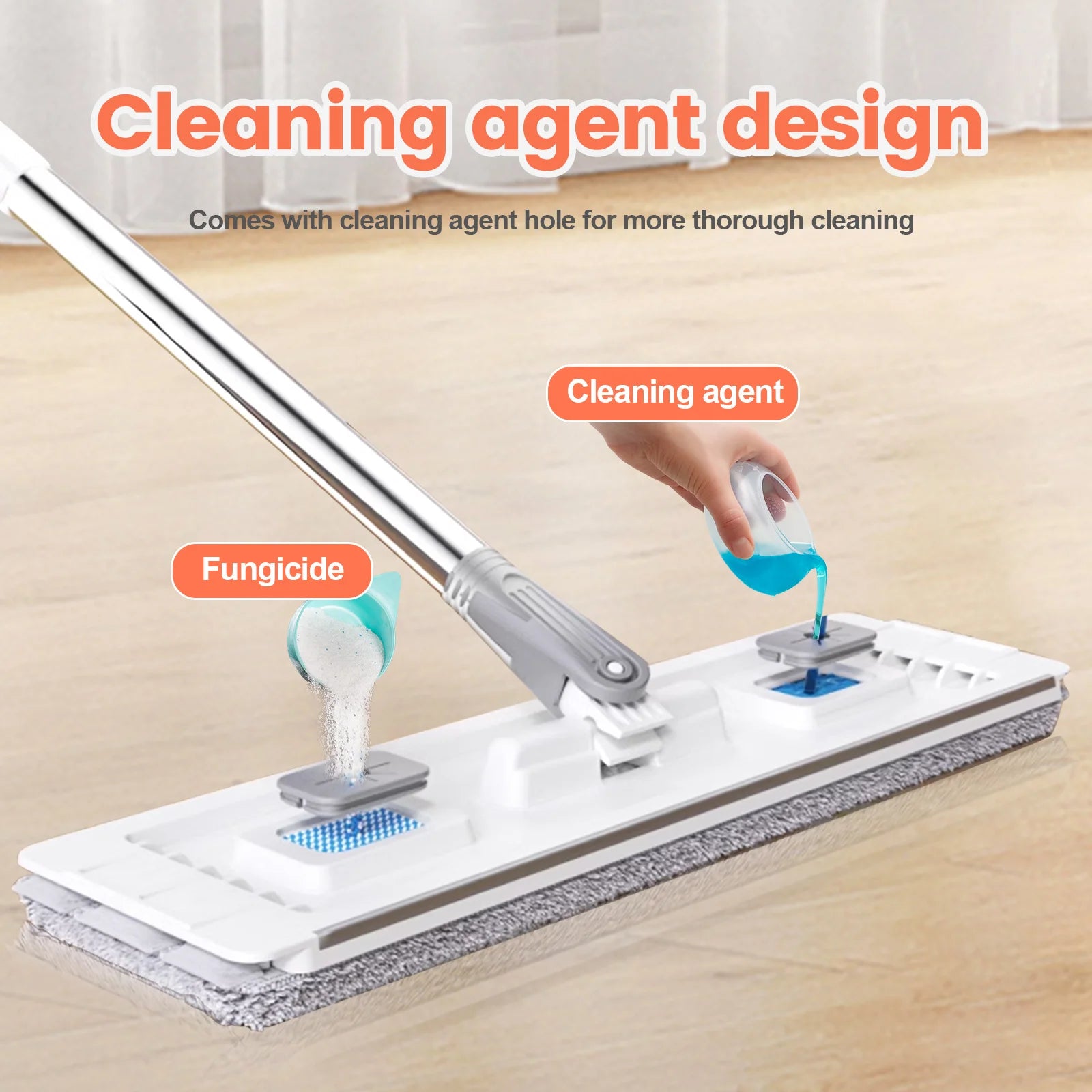 Floor Flat Squeeze Mop with Bucket Hand Free Lazy Cleaning Mop Microfiber 360 Rotating Self-Wringing Mop House Cleaning