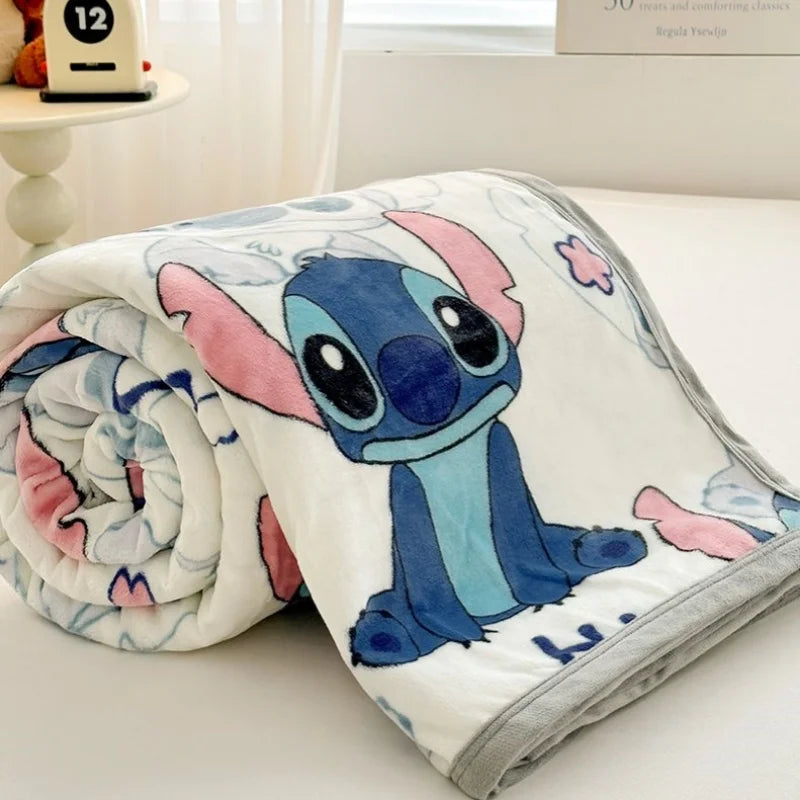 Stitch Cartoon Blanket Kawaii Lightweight Style Home Textile Flannel Soft Throw Blanket Bedding Sofa Cover for Kids Gift