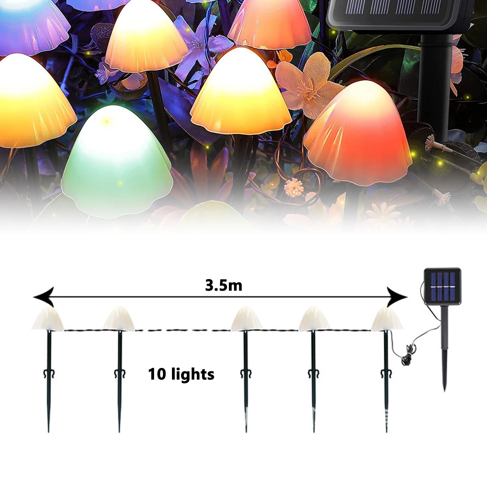 Led Solar Mushroom Lights Street Lights Outdoor Waterproof Lawn Decorative Lights Patio Garden Path Christmas Holiday Decoration