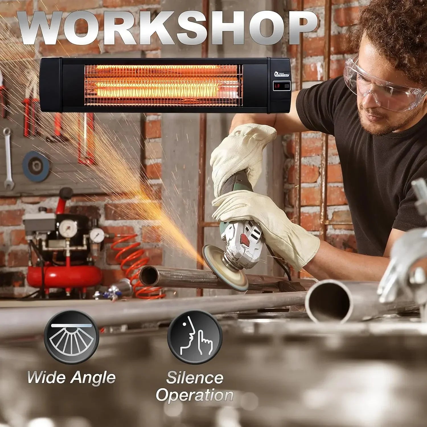 DR-238 Carbon Infrared Outdoor Heater for Restaurant, Patio, Backyard, Garage, and Decks, Standard, Black