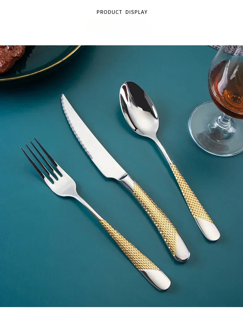 Kitchen Tableware Cutlery Set  Cutlery Set Stainless Steel Luxury Dinnerware Fork Spoon Knife Western Dinner Set Gold