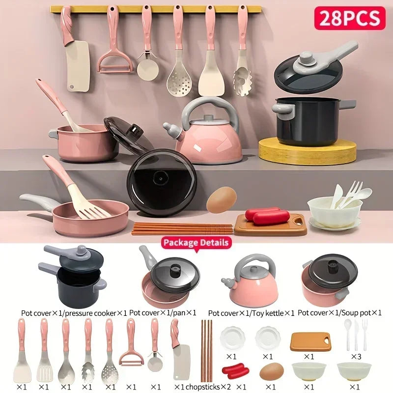 Kids Kitchen Set with Realistic Cooking Tools Creative Role Play Toys for Boys and Girls  Gifts for Children's Imaginative Play