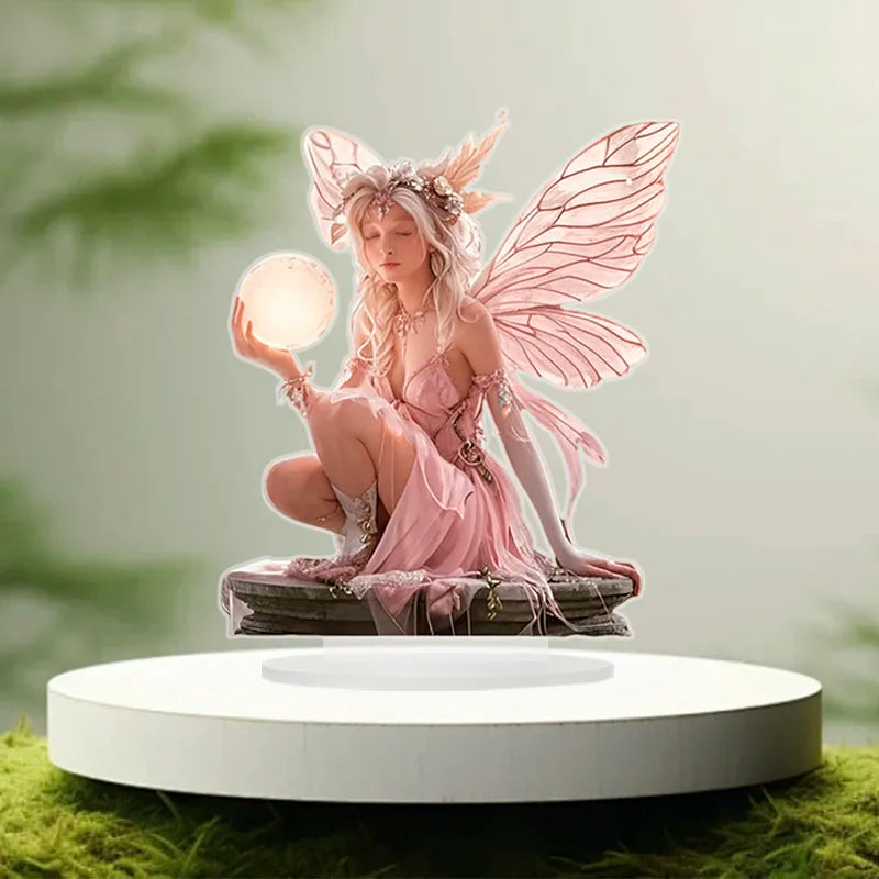 7in Acrylic fairy Tale Angel Elf Can Stand Tabletop Decoration Home Office Club cafe Decoration Friend Birthday Gift Photo Props