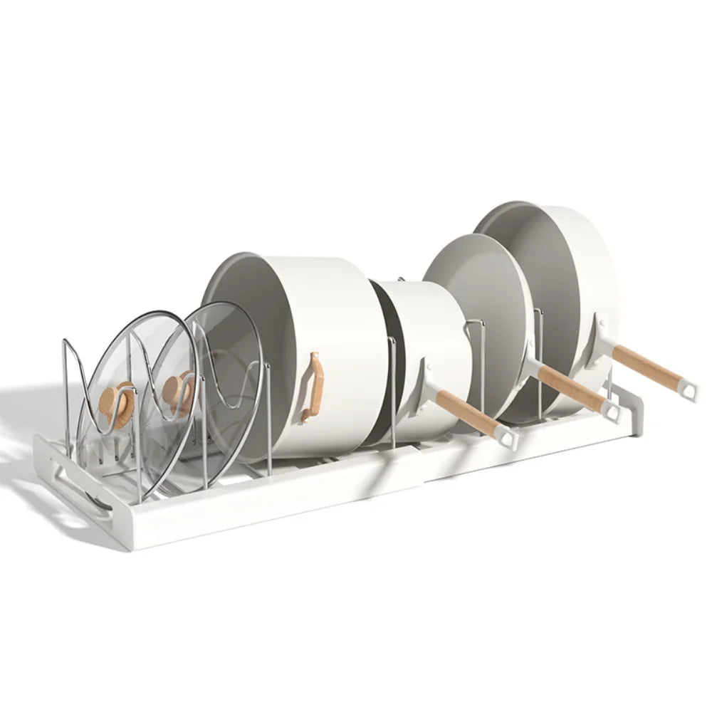 Kitchen utensil artifact pot storage rack Foldable kitchen utensil storage rack Kitchen pot lid storage rack