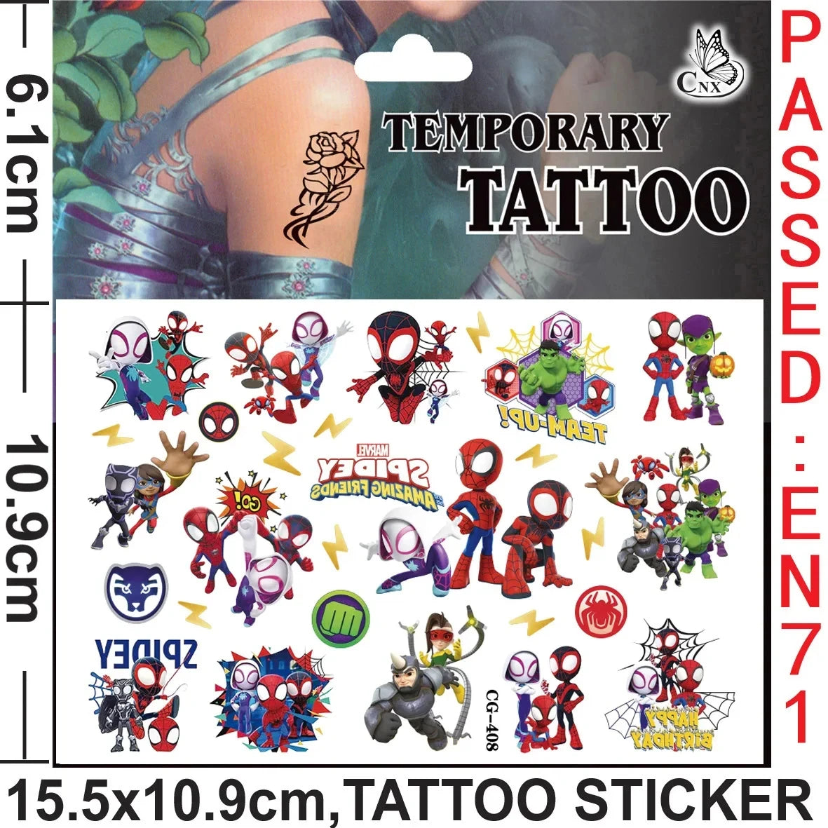 Spidey and His Amazing Friends Cartoon Stickers Spiderman Tattoo Sticker Party Favors for Kids Boys Birthday Party Decor Gifts