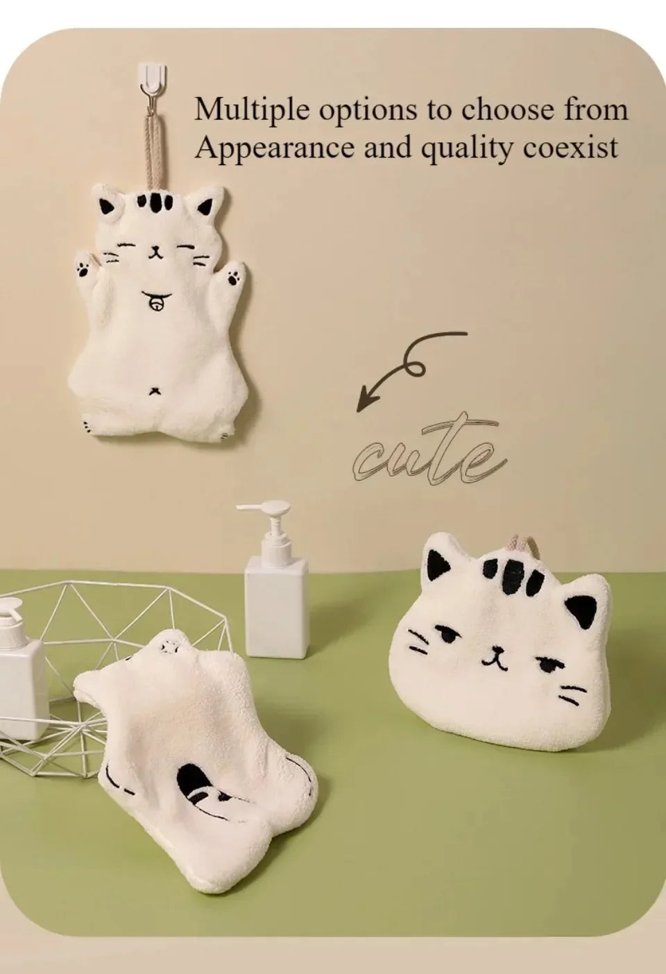 Hanging Hand Towel Home Coral Fleece Hands Towel Kitchen Hanging Washcloth Double-layer Thickened Speed Absorbent Handkerchief