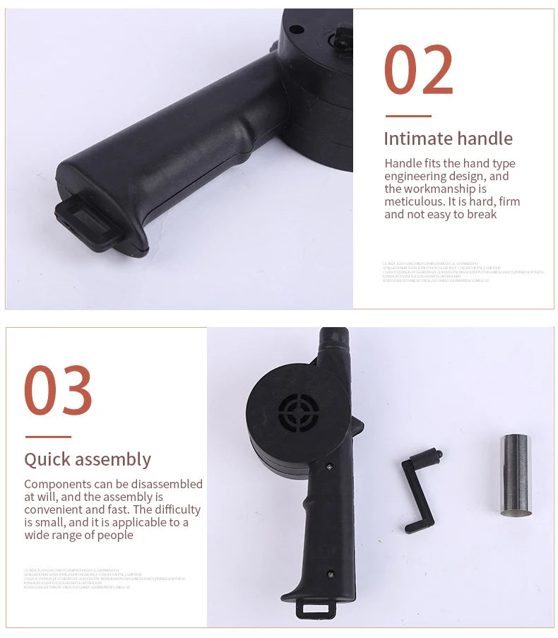 Hand-cranked Air Blower Barbecue Fan Mini Portable BBQ Grill Fire Bellows Picnic Camping Accessories Outdoor Hand Tools