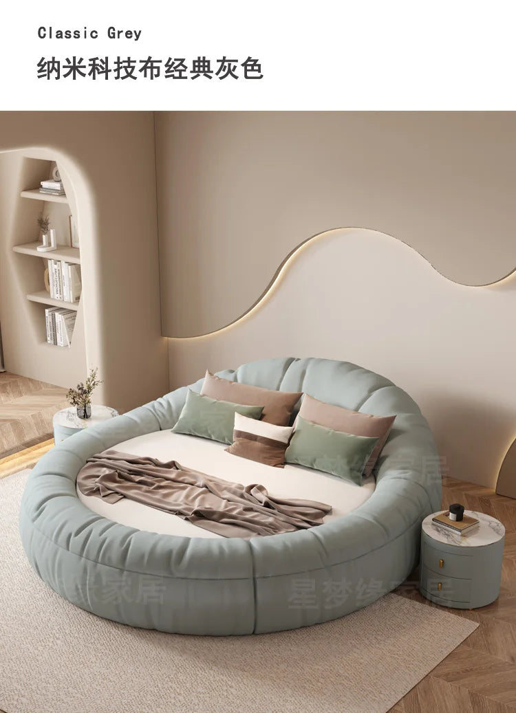 Minimalist white round bed 220x220cm high-end fashion creativity bedroom beds modern home camas moderrnas inteligentes furniture