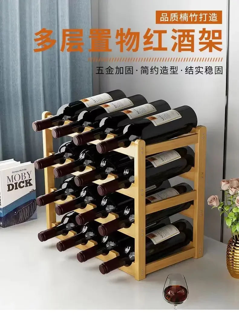 Red WineRack Decoration Household Grid Wine Display Rack Table Creative WineBottle rack Simple wine Cabinet Assemble StorageRack