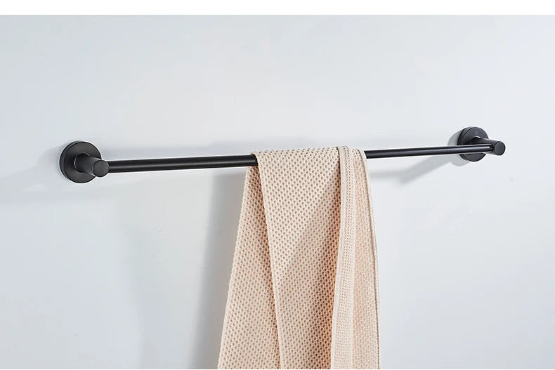 Bathroom Retractable Towel Single Bar Black, Chrome Single Towel Rack Extended Drying Towel Hanging Bar Bathroom EL81024