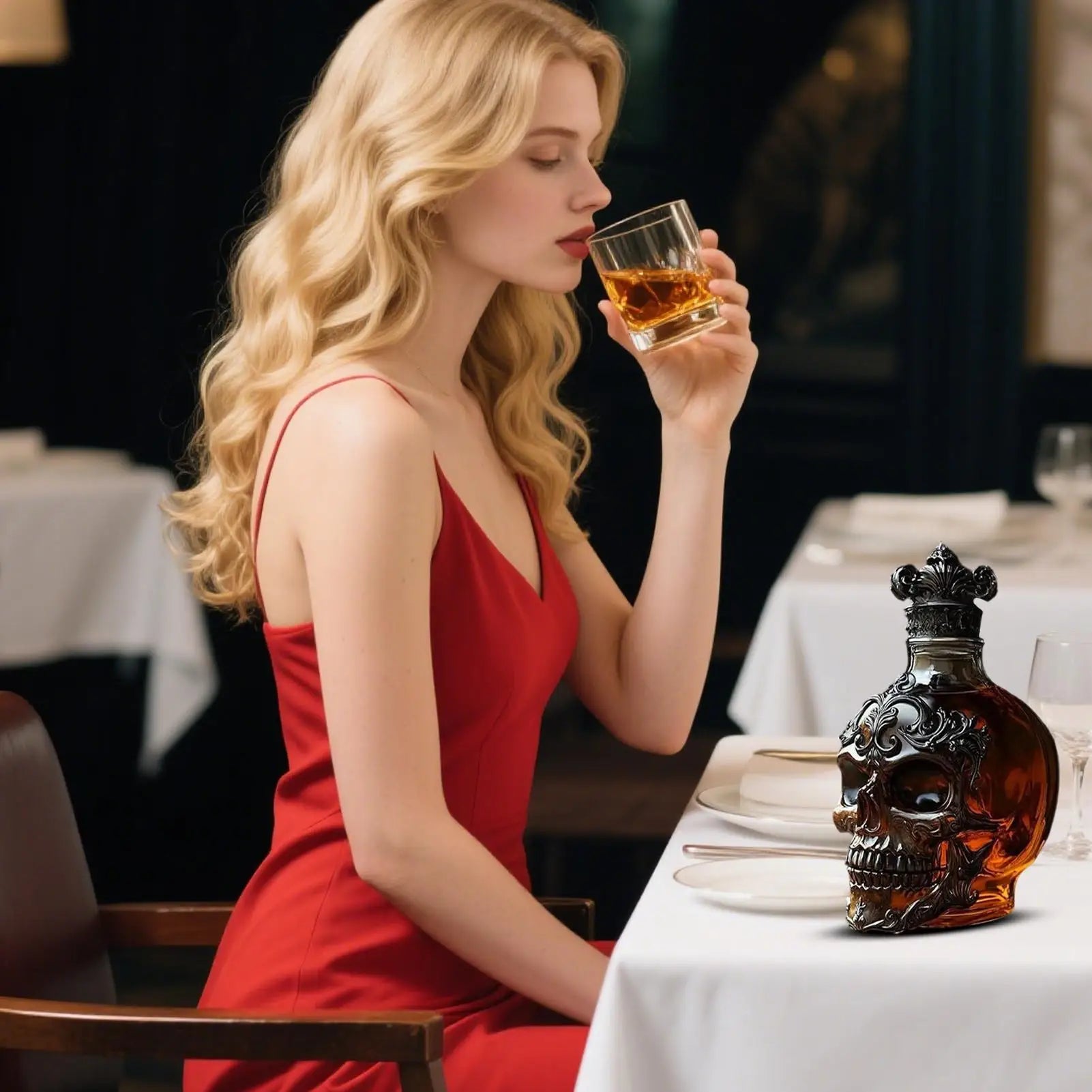 Skull glass whiskey decanator	Creative Skull Glass Wine Bottle  Gothic Glass Bottle decants home brewing & wine making barware