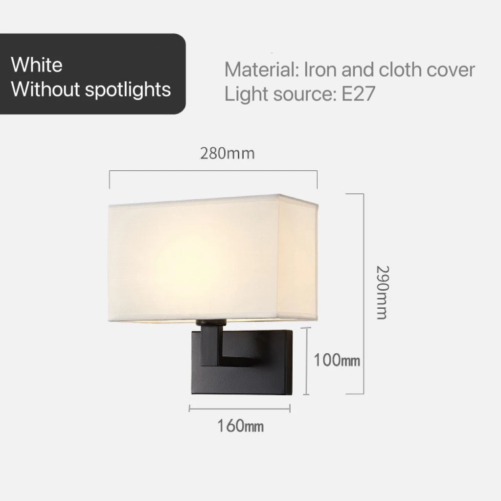 Modern Bedroom Bedside Hotel Wall Lamp Decoration Fabric Sconce Lights Reading Lighting Spotlight Simple Cotton Luminaire Indoor